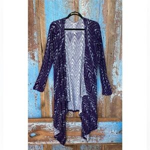 Soft Surroundings Blue & Purple Chevron Jersey Cardigan